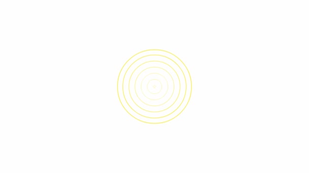 Animated Increasing Yellow Line Circles Center Vector Illustration Isolated White — Vídeo de stock