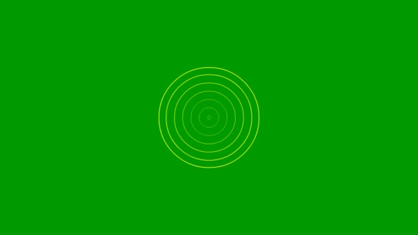 Animated Increasing Yellow Line Circles Center Vector Illustration Isolated Green — Video Stock