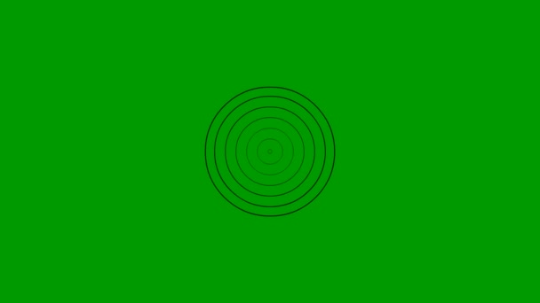 Animated Increasing Black Line Circles Center Vector Illustration Isolated Green — Stock Video