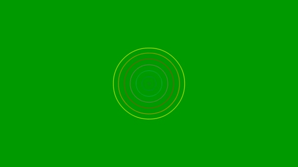 Circoli Linea Verde Crescenti Animati Dal Centro Illustrazione Vettoriale Isolata — Video Stock