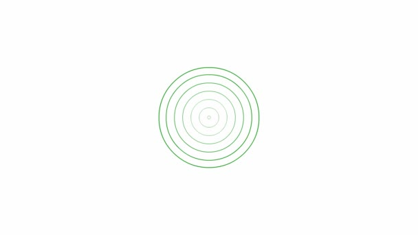 中央からの緑の線の円の増加アニメーション 白を基調としたベクトルイラスト — ストック動画