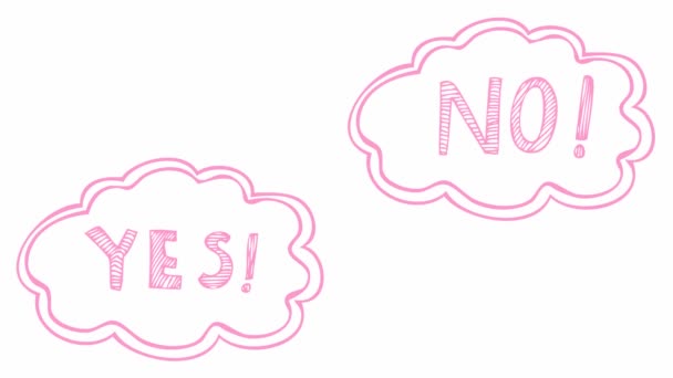 Animated Speech Cloud Icon Sketch Style Pink Doodles Text Yes — Stock videók