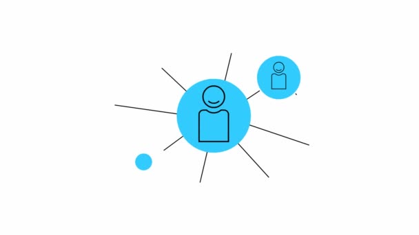 Animated Blue Symbols People Connect Themselves Concept Management Connection Communication — Vídeo de stock