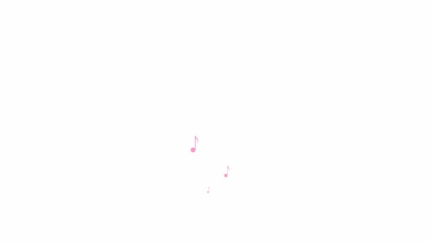 Animated Pink Notes Fly Bottom Top Wave Flying Notes Concept — Video Stock