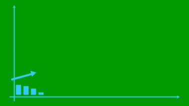 Moda çizgisi grafiğiyle finansal mavi büyüme grafiği. Ekonominin büyüme çizelgesi. Vektör illüstrasyonu yeşil arkaplanda izole edildi.