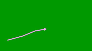 Animasyon pembe ok. Ekonominin büyüme tablosu. Vektör illüstrasyonu yeşil arkaplanda izole edildi.