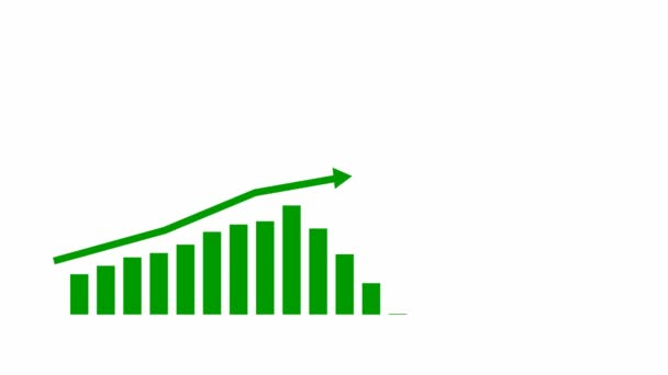 Animiertes grünes Finanzwachstumsdiagramm mit Trendliniendiagramm. Wachstumstabelle der Wirtschaft. Vektor-Illustration isoliert auf weißem Hintergrund.
