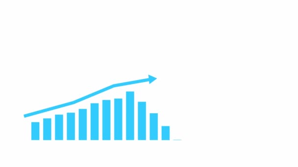 Grafik Pertumbuhan Biru Keuangan Animasi Dengan Grafik Garis Tren Grafik — Stok Video