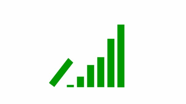 Animated Financial Growth Chart Trend Line Graph Green Growth Bar — Stok video