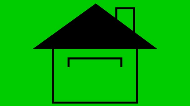 Symbol House Flat Black Icon Yellow Window Concept Home Real — Wideo stockowe