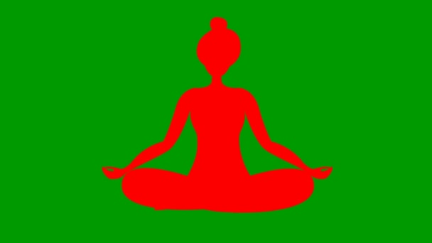 Animated Girl Doing Yoga Sitting Lotus Position Red Symbol Girl — Video
