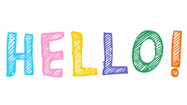 Animated Colored Word Sketch Style Doodles Text Hello Hand Drawn — Stock videók