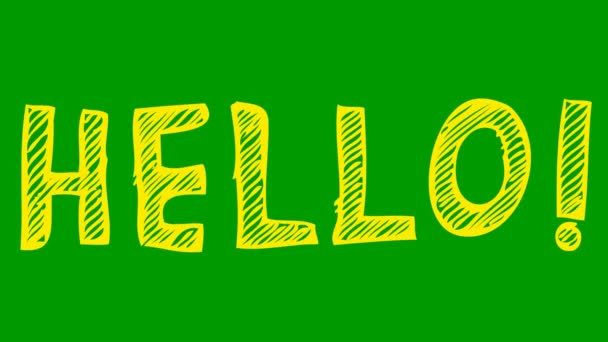 Animated Yellow Word Sketch Style Doodles Text Hello Hand Drawn — Wideo stockowe