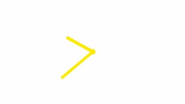 Animasyon saat kolları. Sarı saat. Zaman kavramı, son teslim tarihi. Döngülü video. Vektör illüstrasyonu beyaz arkaplanda izole edildi.