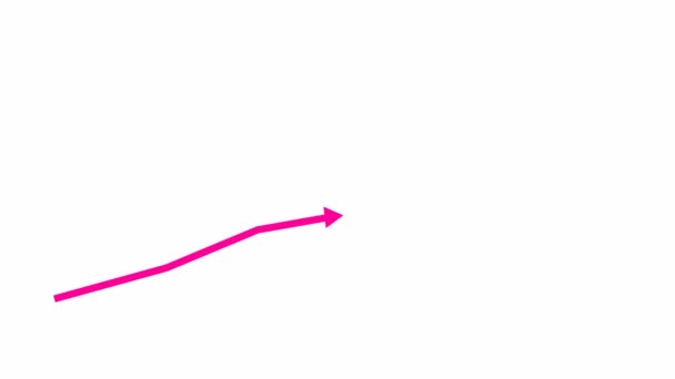 Animated Pink Arrow Growth Chart Economy Vector Illustration Isolated White — Vídeo de Stock