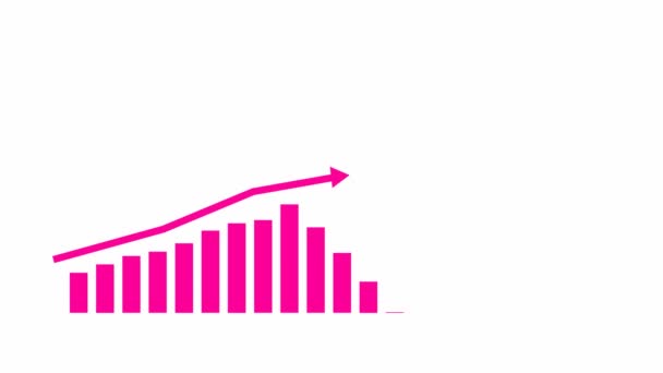 Grafik Pertumbuhan Keuangan Merah Muda Animasi Dengan Grafik Garis Tren — Stok Video