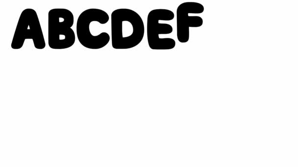 Geanimeerde Grappige Kinderen Lettertype Met Zwarte Letters Vector Illustratie Video — Stockvideo