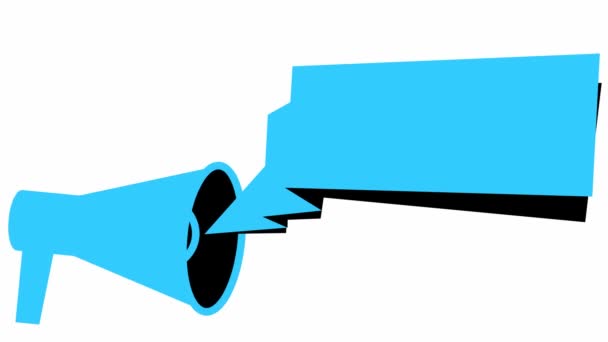 Geanimeerd Symbool Van Blauwe Megafoon Met Spandoek Video Met Kopieerruimte — Stockvideo