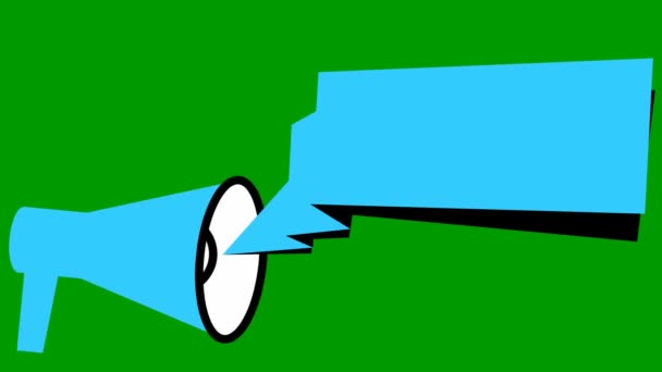 Animiertes Symbol Eines Blauen Megaphons Mit Banner Loopingvideo Mit Kopierraum — Stockvideo