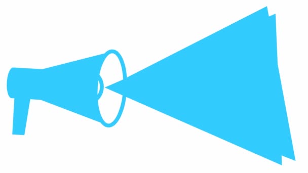Geanimeerd Symbool Van Blauwe Megafoon Met Spandoek Video Met Kopieerruimte — Stockvideo