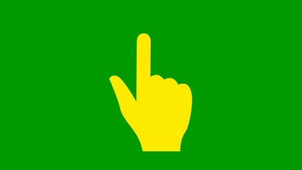 用食指表示手部的黄色动画符号 食指尖循环视频 在绿色背景上孤立的矢量平面插图 — 图库视频影像