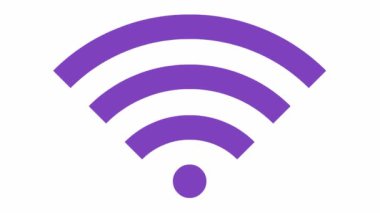 Wi-Fi 'ın canlı menekşe simgesi. Döngülü video. Vektör illüstrasyonu beyaz arkaplanda izole edildi.