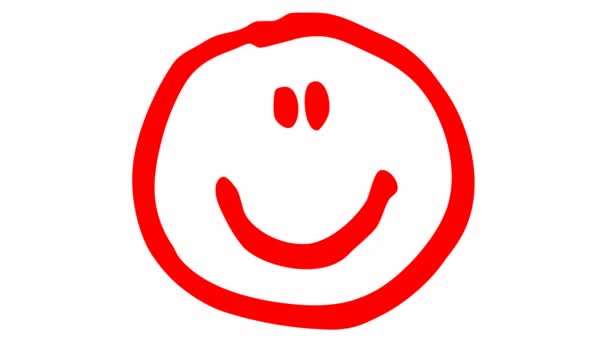 动感的一组情感图标 不同的情绪 红红的笑脸 情绪的概念 循环视频 在白色背景上孤立的手工绘制的矢量图 — 图库视频影像