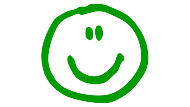 感情のアイコンのアニメーションセット 感情が違う 緑の笑顔のうとうと 気分の概念 ループビデオだ 白地に描かれた手描きベクトルイラスト — ストック動画