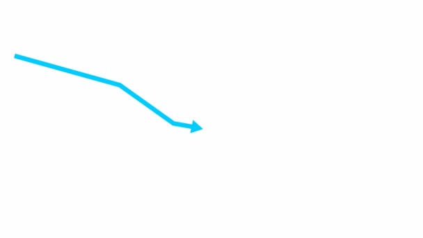 动画蓝色箭头 经济衰退图 经济危机 图表减少 盈利下降 在白色背景上孤立的向量图 — 图库视频影像