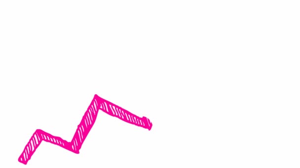 Animiertes Finanzwachstumsdiagramm Mit Trendliniendiagramm Rosafarbenes Pfeil Symbol Wachstumstabelle Der Wirtschaft — Stockvideo