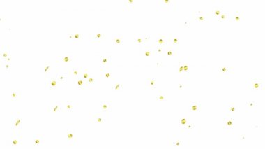 Animasyon altın daire konfetisi düşüp dönüyor. Döngülü video. Vektör illüstrasyonu beyaz arkaplanda izole edildi.