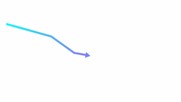 アニメーション青ピンクの矢印 景気後退チャート 経済危機 減少グラフ 利益は下がる 白を基調としたベクトルイラスト — ストック動画