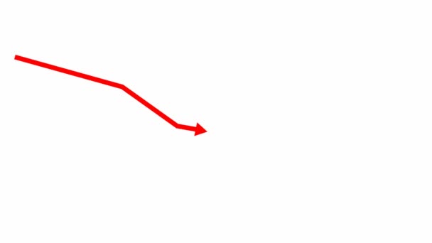 动画红箭头 经济衰退图 经济危机 图表减少 盈利下降 在白色背景上孤立的向量图 — 图库视频影像