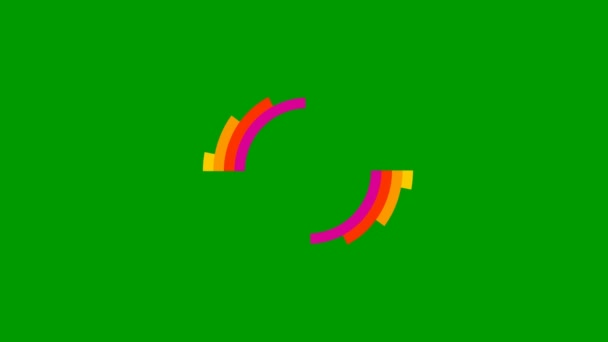 Geanimeerde Meerkleurige Regenboog Cirkel Verschijnt Groene Achtergrond Heldere Vlakke Vector — Stockvideo