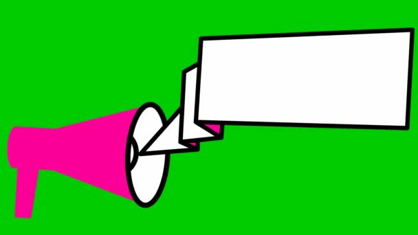 Мультипликационный Символ Розового Мегафона Знаменем Цикл Видео Копировальным Пространством Концепция — стоковое видео