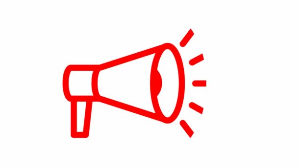 Анимированный Красный Символ Мегафона Зацикленное Видео Концепция Новостей Объявление Пропаганда — стоковое видео