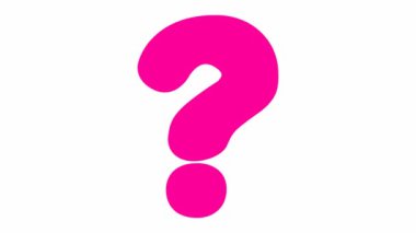 Soru işaretinin komik pembe sembolü. Döngülü video. Beyaz arkaplanda izole edilmiş vektör illüstrasyonu.