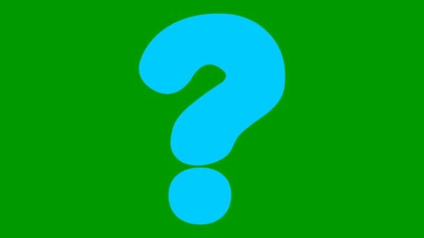 質問マークのアニメーション面白い青のシンボル ループビデオだ 緑の背景に独立したベクトル図 — ストック動画