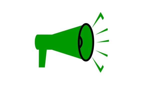 Анимированный Символ Зеленого Мегафона Зацикленное Видео Концепция Новостей Объявление Пропаганда — стоковое видео