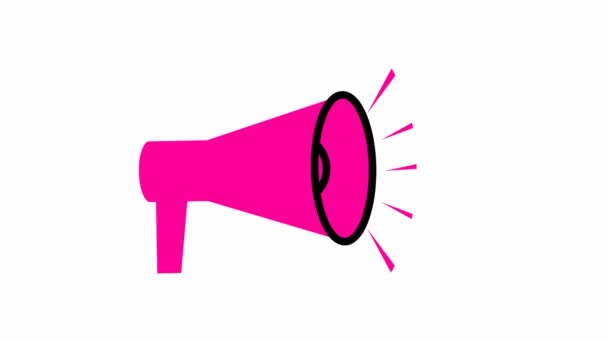 Κινούμενο Σύμβολο Του Ροζ Μεγάφωνο Βιντεοσκοπημένο Έννοια Των Ειδήσεων Ανακοίνωση — Αρχείο Βίντεο
