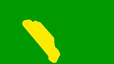 İşaretli işaretli sarı renkli animasyon. Elle çizilmiş sembol. Vektör illüstrasyonu yeşil arkaplanda izole edildi.