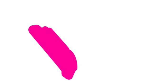 표시가 마크의 분홍색 아이콘을 애니메이션으로 그렸습니다 손으로 기호가 나타난다 배경에서 — 비디오
