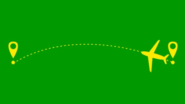 노란색으로 만들어 비행기는 궤적을 갑니다 비행기 여행의 비행기는 이곳저곳을 다닙니다 — 비디오
