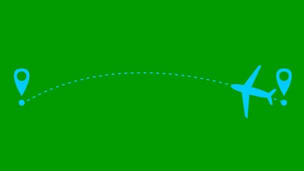 파란색으로 만들어 비행기는 궤적을 갑니다 비행기 여행의 비행기는 이곳저곳을 다닙니다 — 비디오
