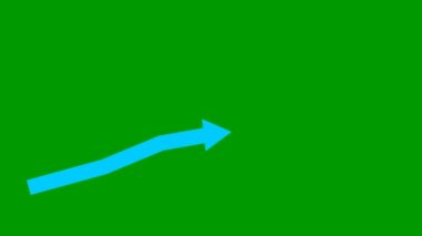 Animated blue arrow. Growth chart of economy. Vector illustration isolated on green background.