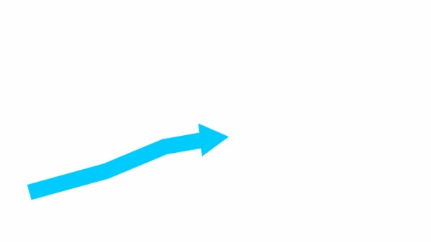 アニメーションの青い矢印 経済の成長率 白を基調としたベクトルイラスト — ストック動画
