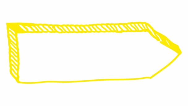 記号ポインタのアニメーションシンボル 空のボード 木製の看板 右手に黄色い矢印ポイントを描きます 白を基調としたベクトルイラスト — ストック動画