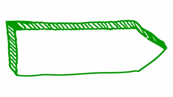 記号ポインタのアニメーションシンボル 空のボード 木製の看板 右手に緑の矢印ポイントを描いた 白を基調としたベクトルイラスト — ストック動画