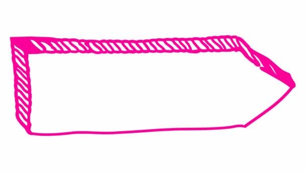 記号ポインタのアニメーションシンボル 空のボード 木製の看板 右手にピンクの矢印ポイントを描いた 白を基調としたベクトルイラスト — ストック動画