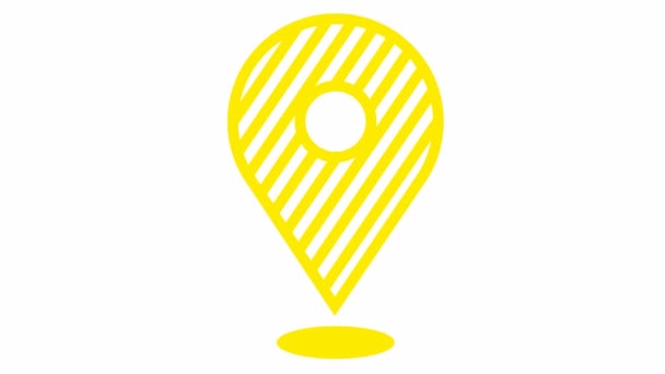 Animowana Żółta Ikona Znacznika Odległości Zapętlone Wideo Wektor Płaska Ilustracja — Wideo stockowe